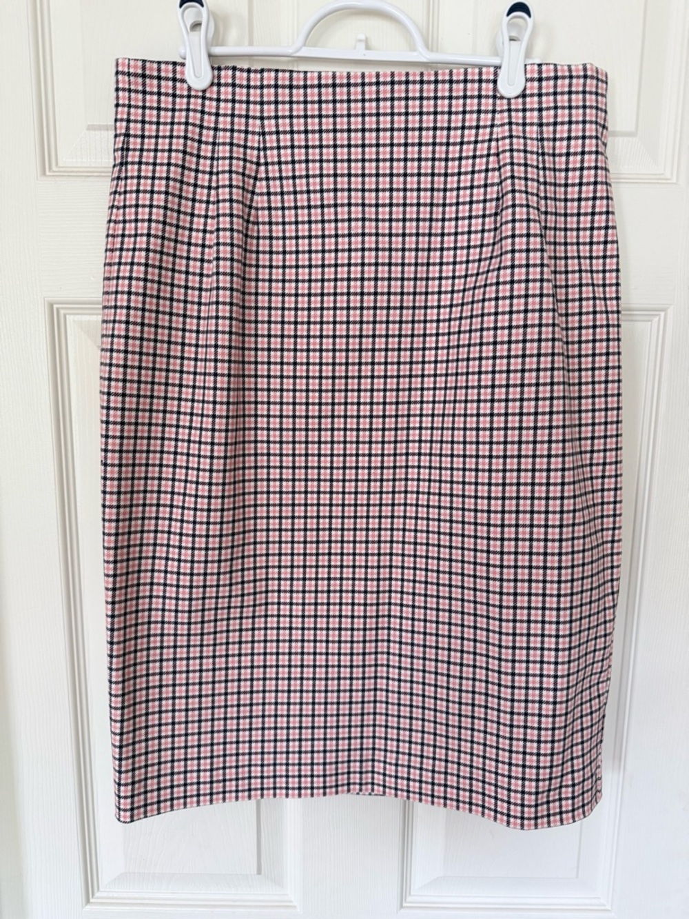 Boden Pink Black Grid Pencil Skirt